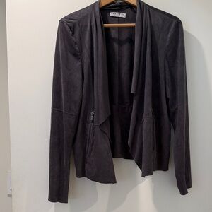 Bagatelle Charcoal Draped Suede-Style Blazer